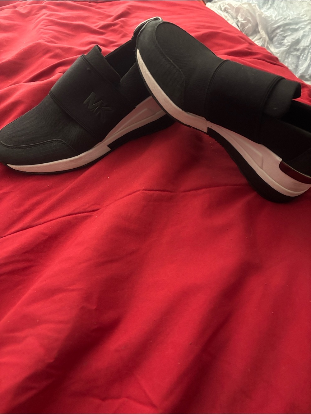 Michael Kors Black Slip-On Athletic Loafers with White Sole